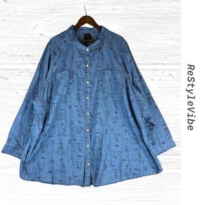 TORRID X DISNEY Women’s Size 6X Shirt Top Button Down Denim Chambray Lady Tramp